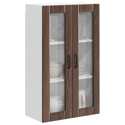 Wall Glass Cabinet LUCCA Brown Oak 60 x 31 x 100 cm