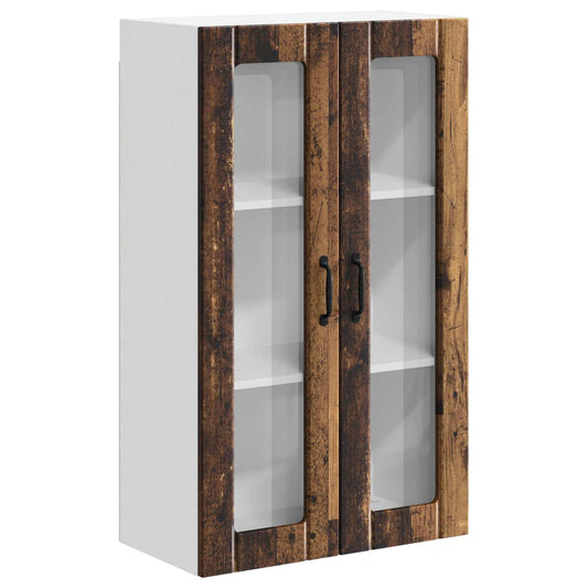 Wall Glass Cabinet LUCCA Old Wood 60 x 31 x 100 cm