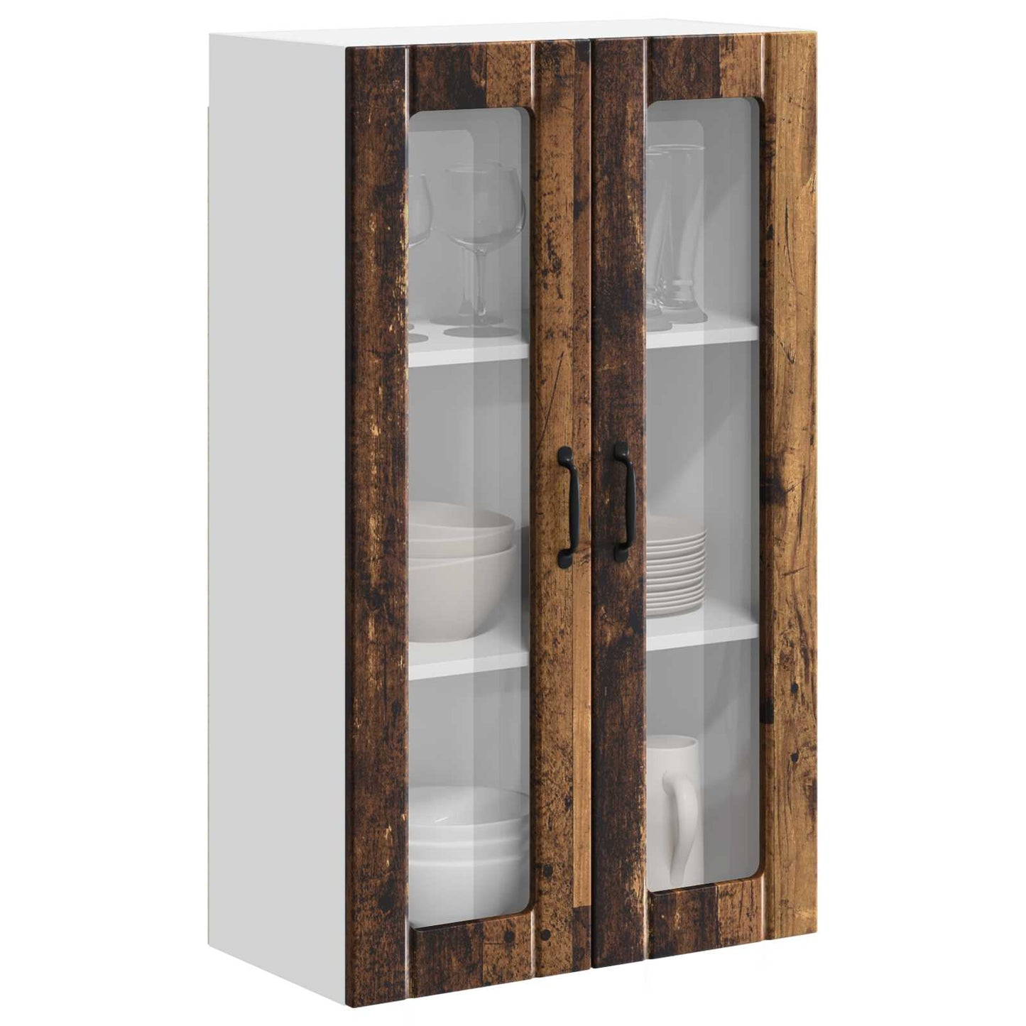 Wall Glass Cabinet LUCCA Old Wood 60 x 31 x 100 cm