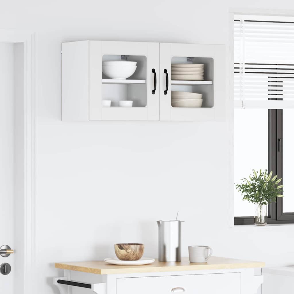 Wall Glass Cabinet PORTO White 40 x 31 x 40 cm Engineered Wood