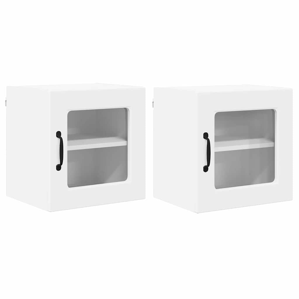 Wall Glass Cabinet PORTO 2 pcs White 40 x 31 x 40 cm