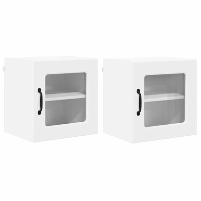 Wall Glass Cabinet PORTO 2 pcs White 40 x 31 x 40 cm