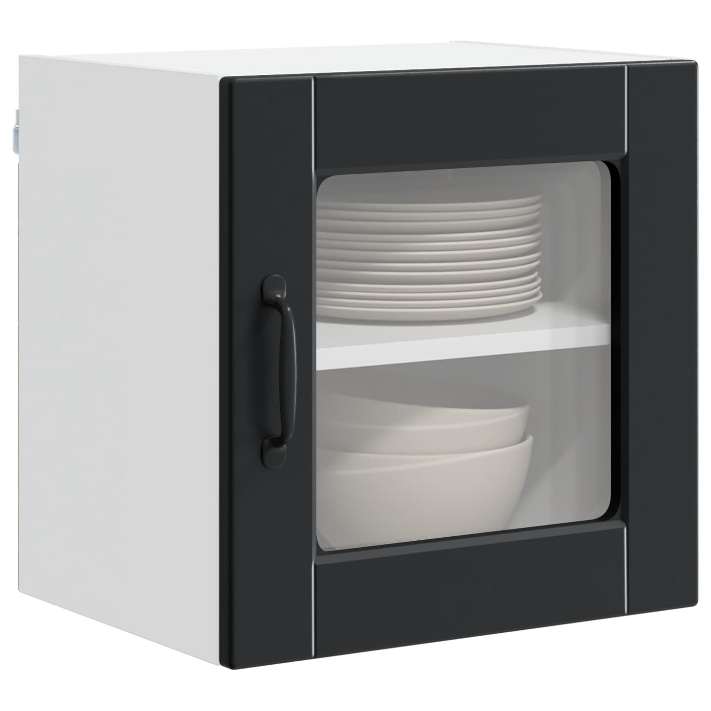 Wall Glass Cabinet PORTO Black 40 x 31 x 40 cm Engineered Wood