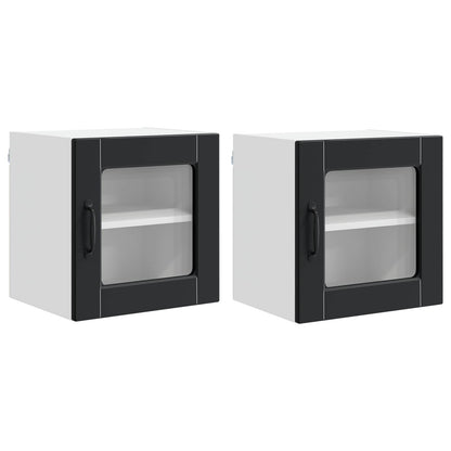 Wall Glass Cabinet PORTO 2 pcs Black 40 x 31 x 40 cm