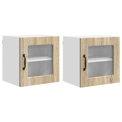 Wall Glass Cabinet PORTO 2 pcs Sonoma Oak 40 x 31 x 40 cm