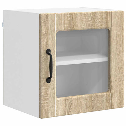 Wall Glass Cabinet PORTO 2 pcs Sonoma Oak Engineered Wood