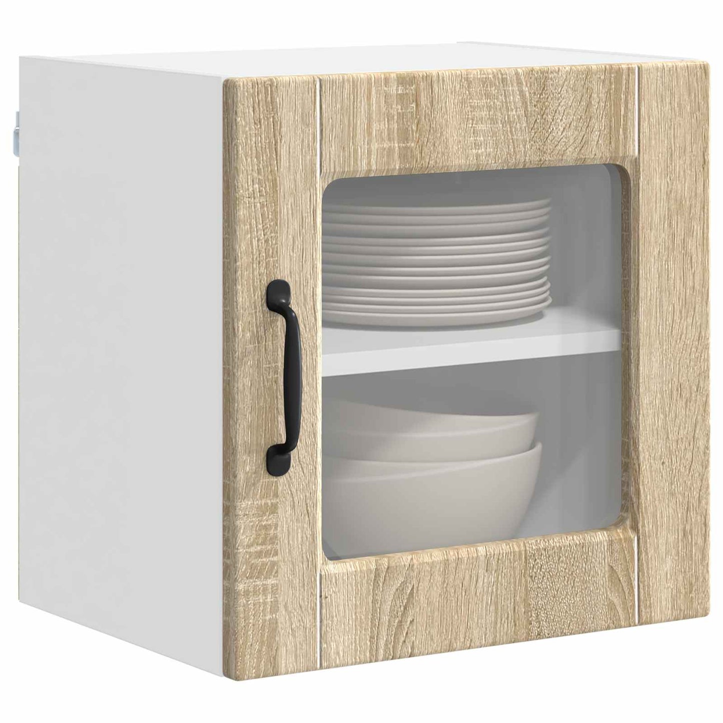 Wall Glass Cabinet PORTO 2 pcs Sonoma Oak Engineered Wood