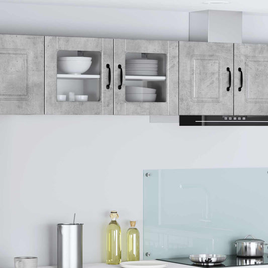 Wall Glass Cabinet PORTO 2 pcs Concrete Grey Engineered Wood