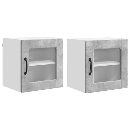 Wall Glass Cabinet PORTO 2 pcs Concrete Grey 40 x 31 x 40 cm