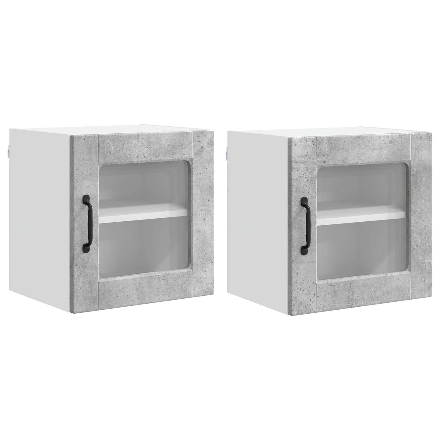 Wall Glass Cabinet PORTO 2 pcs Concrete Grey Engineered Wood
