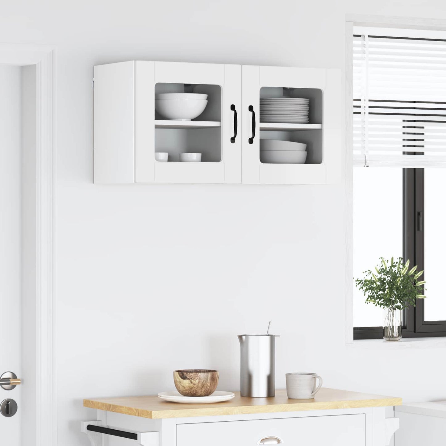 Wall Glass Cabinet PORTO 2 pcs High Gloss White 40 x 31 x 40 cm