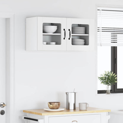 Wall Glass Cabinet PORTO 2 pcs High Gloss White 40 x 31 x 40 cm