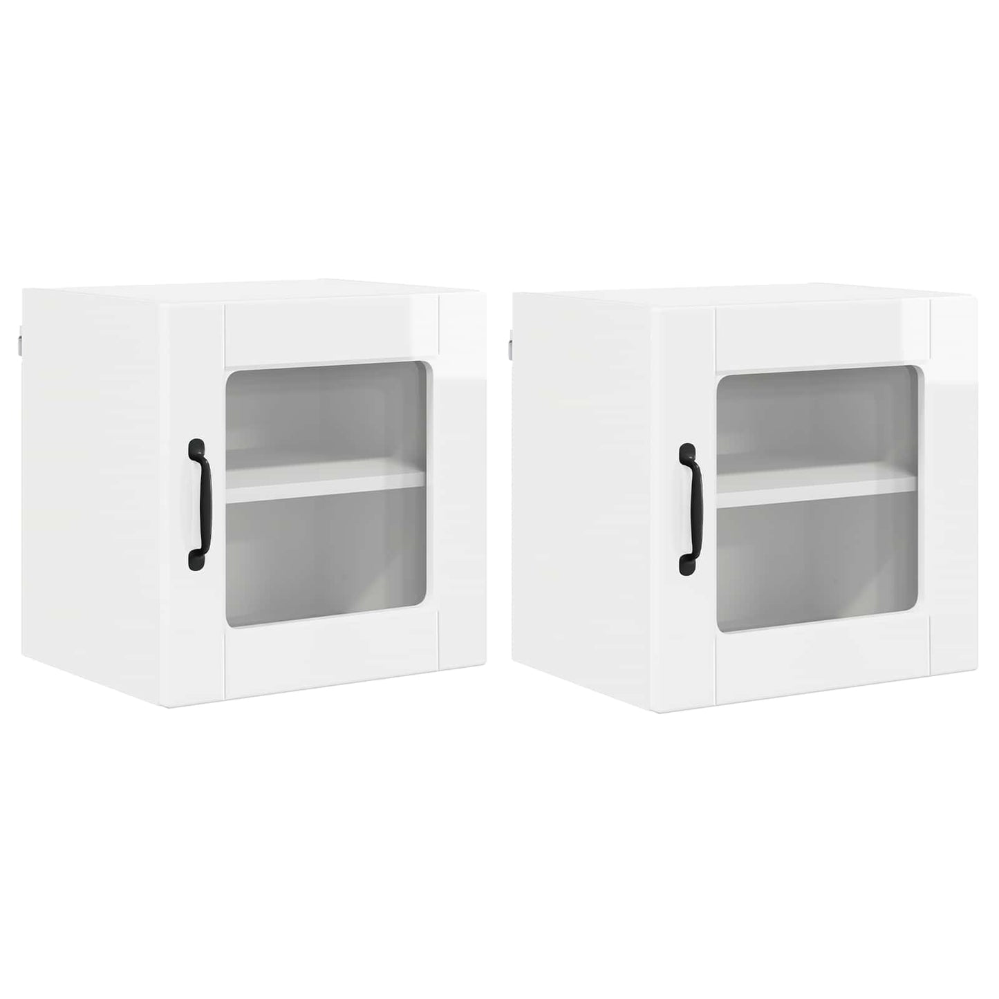 Wall Glass Cabinet PORTO 2 pcs High Gloss White 40 x 31 x 40 cm