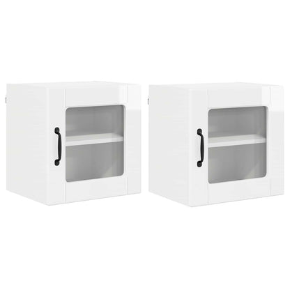Wall Glass Cabinet PORTO 2 pcs High Gloss White 40 x 31 x 40 cm