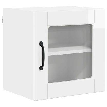 Wall Glass Cabinet PORTO 2 pcs High Gloss White 40 x 31 x 40 cm