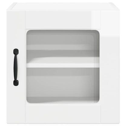 Wall Glass Cabinet PORTO 2 pcs High Gloss White 40 x 31 x 40 cm