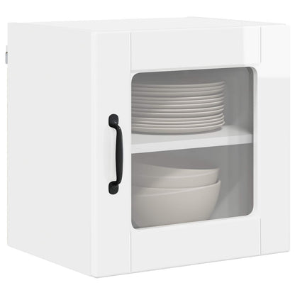 Wall Glass Cabinet PORTO 2 pcs High Gloss White 40 x 31 x 40 cm