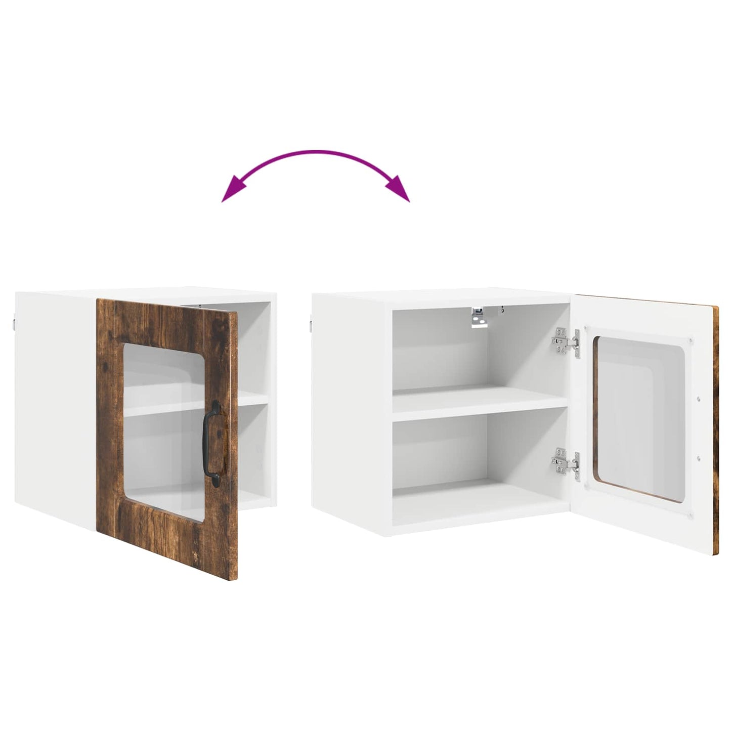 Wall Glass Cabinet PORTO Smoked Oak 40 x 31 x 40 cm
