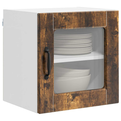 Wall Glass Cabinet PORTO Smoked Oak 40 x 31 x 40 cm
