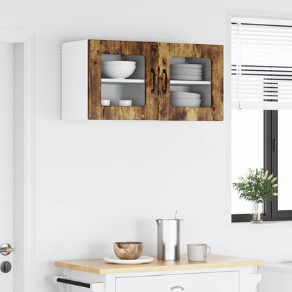 Wall Glass Cabinet PORTO 2 pcs Smoked Oak 40 x 31 x 40 cm