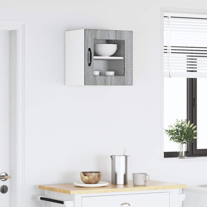 Wall Glass Cabinet PORTO 2 pcs Grey Sonoma Engineered Wood