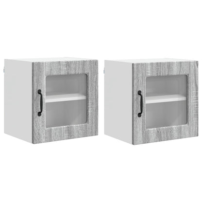 Wall Glass Cabinet PORTO 2 pcs Grey Sonoma 40 x 31 x 40 cm