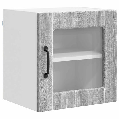 Wall Glass Cabinet PORTO 2 pcs Grey Sonoma 40 x 31 x 40 cm