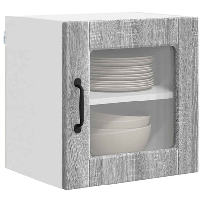 Wall Glass Cabinet PORTO 2 pcs Grey Sonoma Engineered Wood