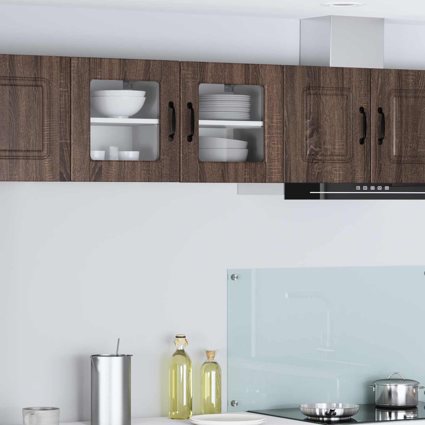 Wall Glass Cabinet PORTO Brown Oak 40 x 31 x 40 cm