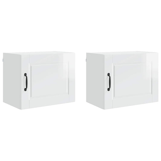 Wall Cabinet PORTO 2 pcs High Gloss White Engineered Wood
