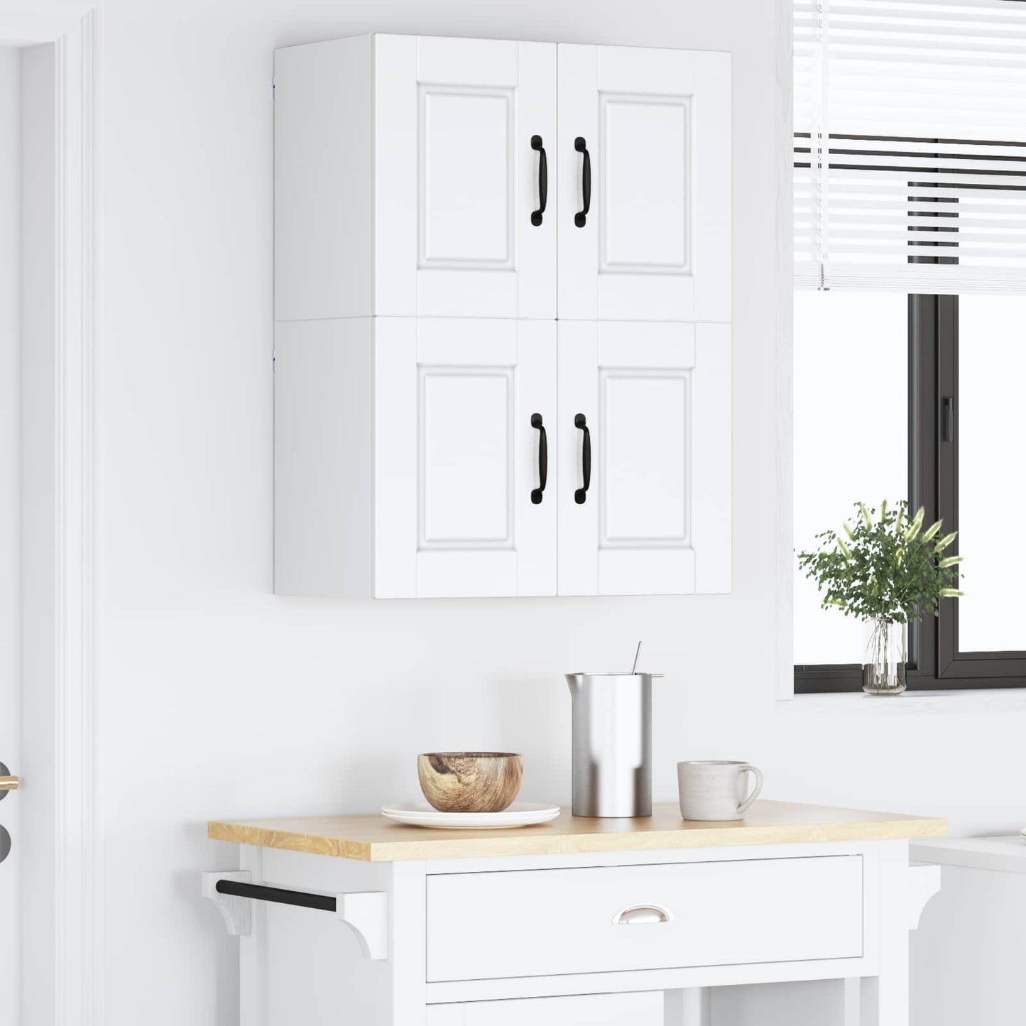 Wall Cabinet PORTO 2 pcs White Engineered Wood