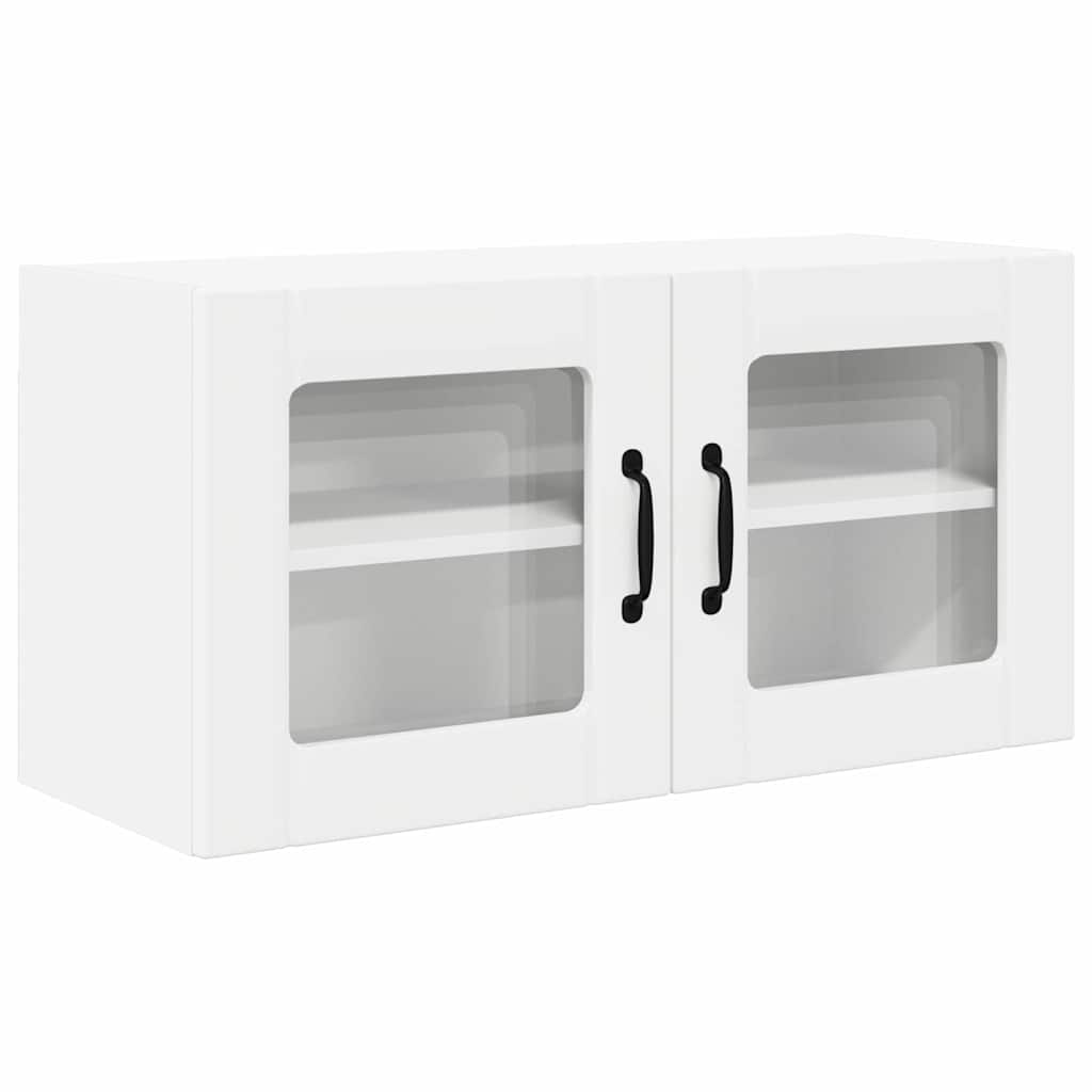 Wall Glass Cabinet PORTO White 80 x 31 x 40 cm Engineered Wood