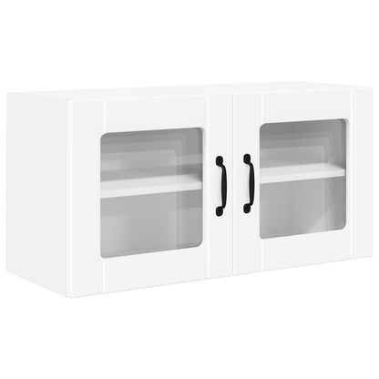 Wall Glass Cabinet PORTO White 80 x 31 x 40 cm Engineered Wood
