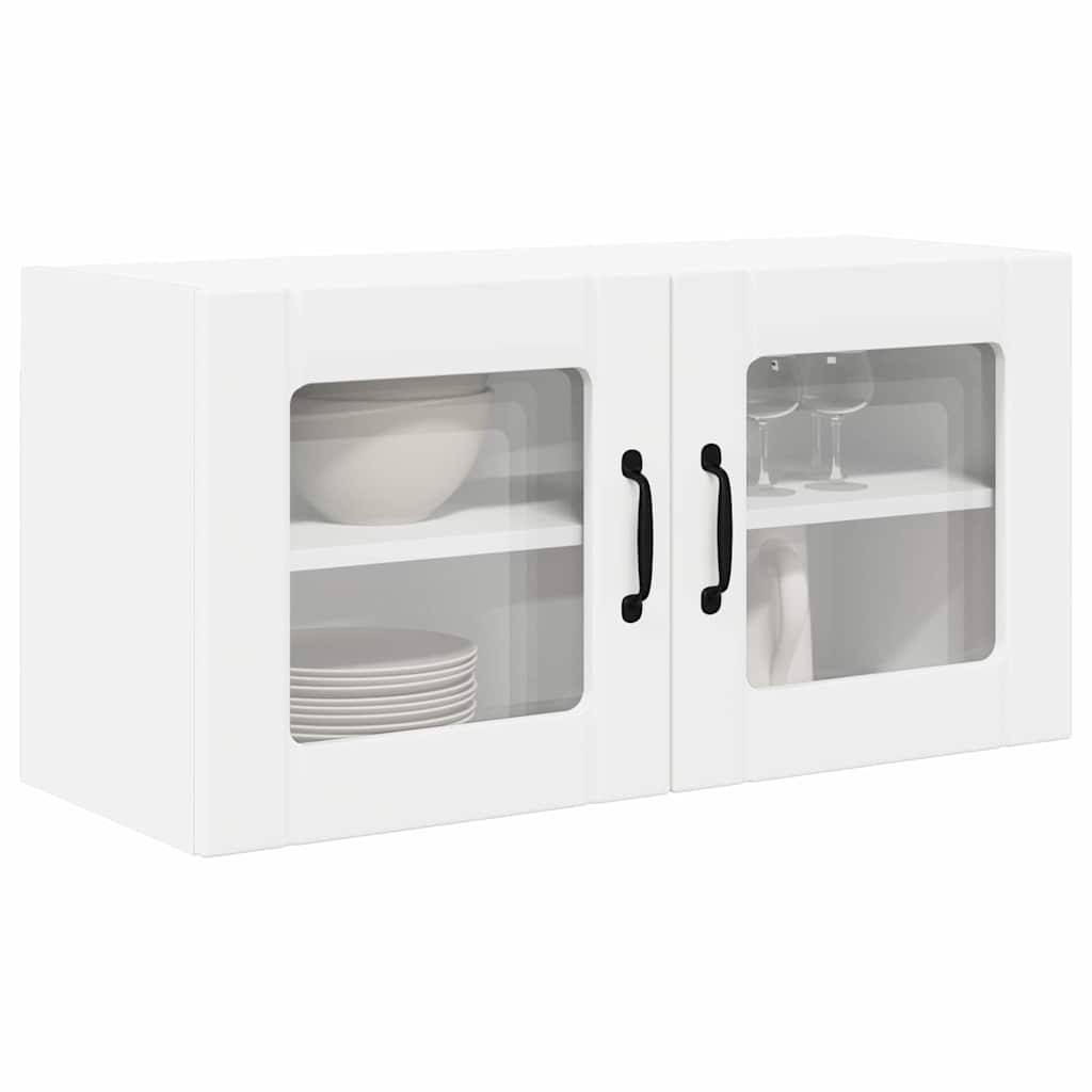 Wall Glass Cabinet PORTO White 80 x 31 x 40 cm Engineered Wood