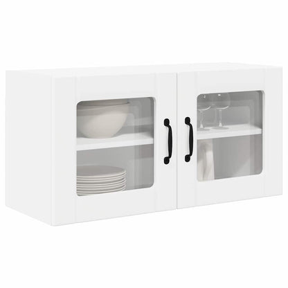 Wall Glass Cabinet PORTO White 80 x 31 x 40 cm Engineered Wood