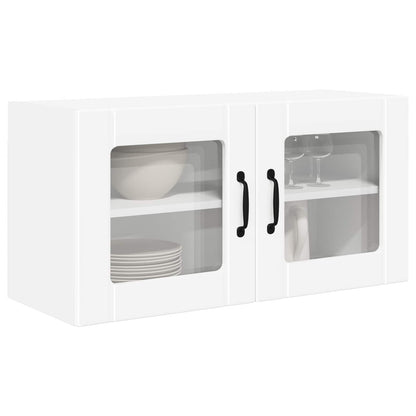 Wall Glass Cabinet PORTO White 80 x 31 x 40 cm Engineered Wood