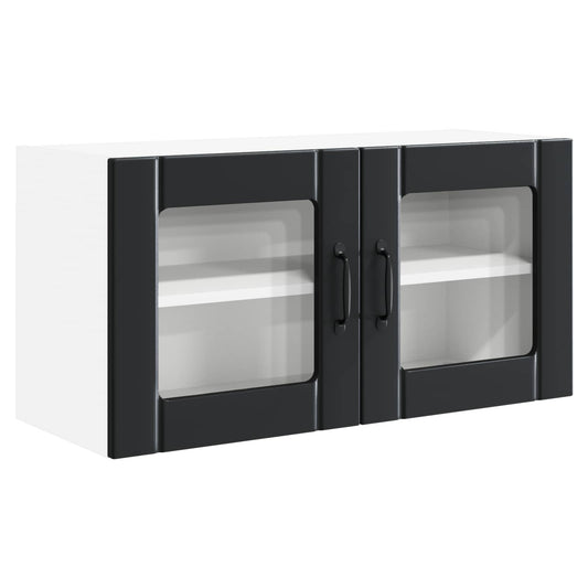 Wall Glass Cabinet PORTO Black 80 x 31 x 40 cm Engineered Wood