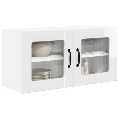 Wall Glass Cabinet PORTO High Gloss White 80 x 31 x 40 cm