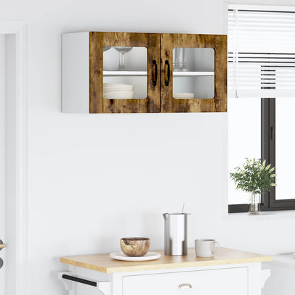 Wall Glass Cabinet PORTO Smoked Oak 80 x 31 x 40 cm