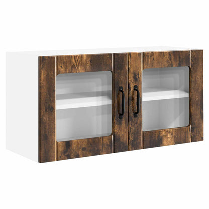 Wall Glass Cabinet PORTO Smoked Oak 80 x 31 x 40 cm