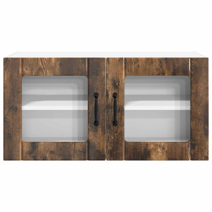 Wall Glass Cabinet PORTO Smoked Oak 80 x 31 x 40 cm