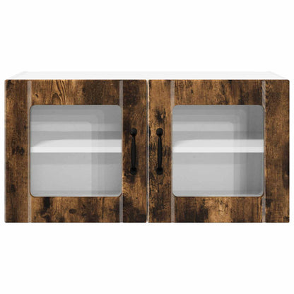 Wall Glass Cabinet PORTO Smoked Oak 80 x 31 x 40 cm