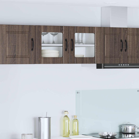 Wall Glass Cabinet PORTO Brown Oak 80 x 31 x 40 cm