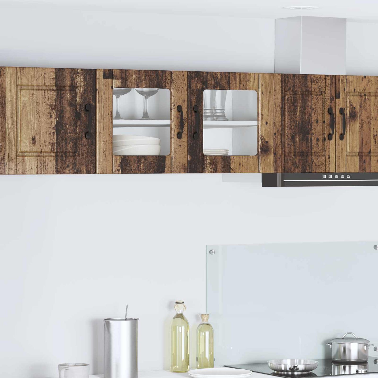 Wall Glass Cabinet PORTO Old Wood 80 x 31 x 40 cm