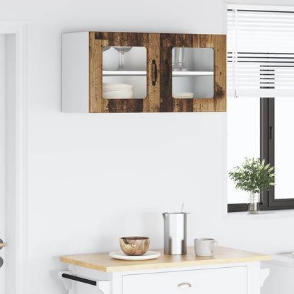 Wall Glass Cabinet PORTO Old Wood 80 x 31 x 40 cm
