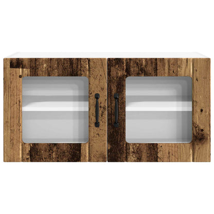 Wall Glass Cabinet PORTO Old Wood 80 x 31 x 40 cm