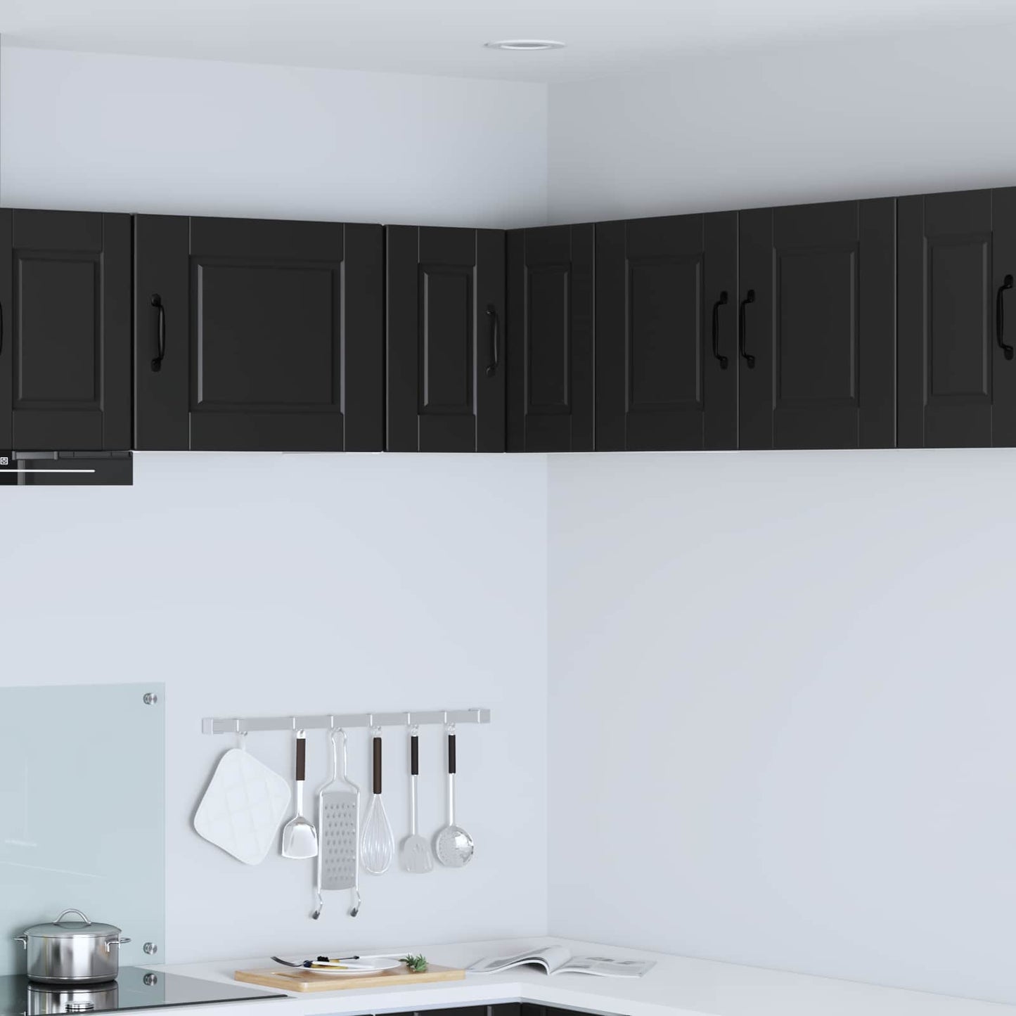 Wall Corner Cabinet PORTO Black 57 x 57 x 40 cm Engineered Wood