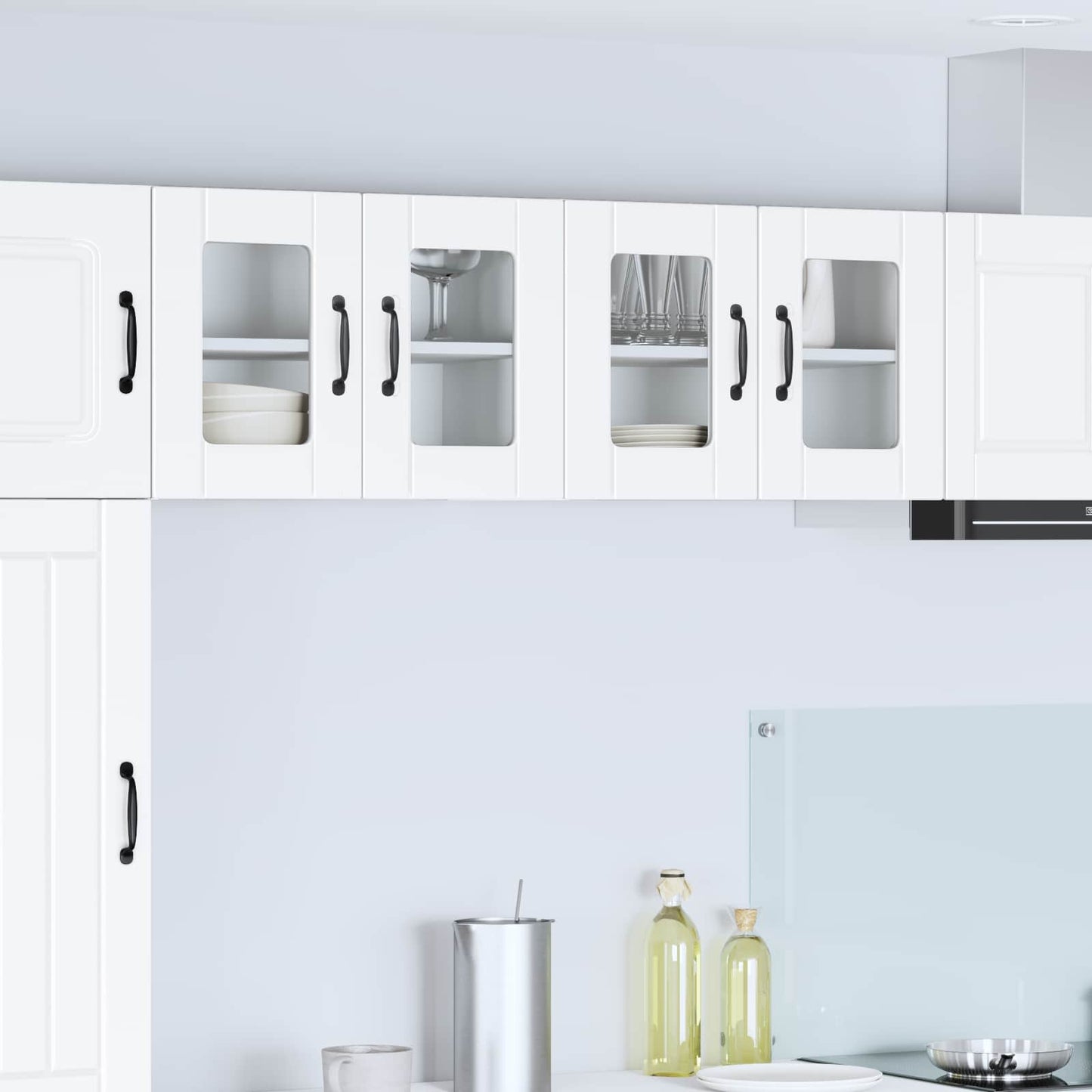Wall Glass Cabinet PORTO 2 pcs White 60 x 31 x 40 cm