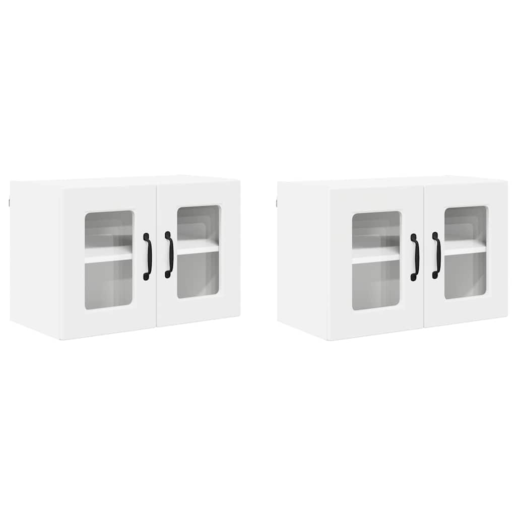 Wall Glass Cabinet PORTO 2 pcs White 60 x 31 x 40 cm