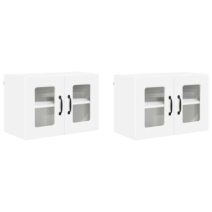 Wall Glass Cabinet PORTO 2 pcs White 60 x 31 x 40 cm